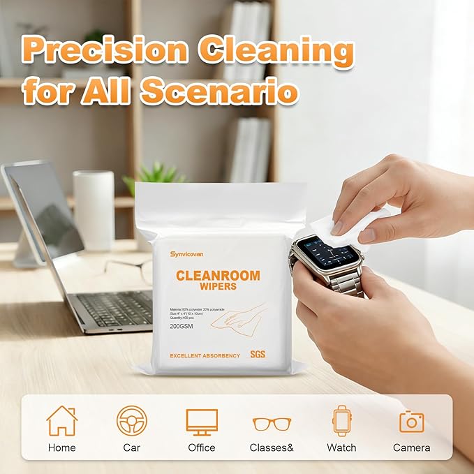 Microfiber Wipes 4"x4"(400 Pcs,Class 100, 200GSM) Superfine Lint Free Cloths Cleaning and Drying Cloths Reusable Ultra Absorbent for All Surface Types