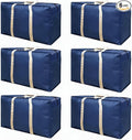 6 Pack Moving Bags, Blue Storage Bags, Packing Bags with 2 Metal Zippers & Carrying Handles, 22.46 U.S. Gal Large Storage Bags for Clothes, Dorm Room Essentials, Moving Box Alternative