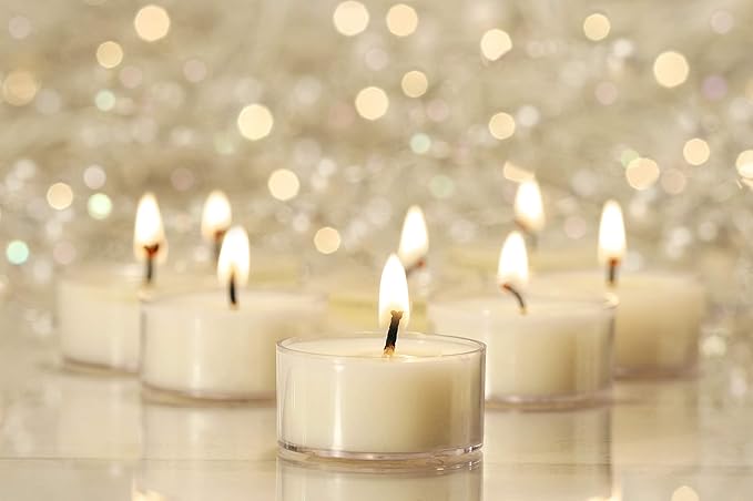 Hyoola Beeswax Tea Light Candles, Decorative Unscented Natural Tealight Candles for Home and Centerpieces, 4 Hour Burn Time - White (Pack of 48)