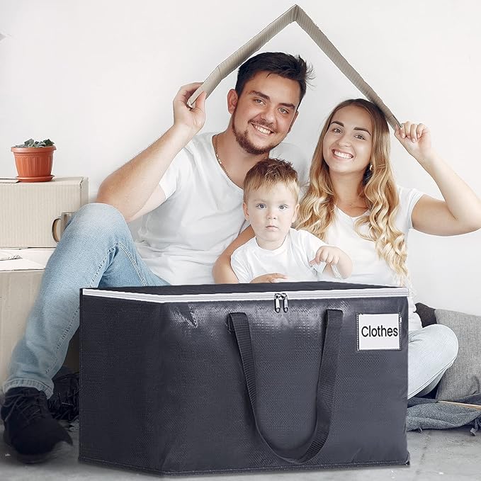 Fabspace Moving Bags Heavy Duty with Strong Zippers and Handles Collapsible Moving Supplies, Storage Totes for Packing & Moving Storing 125L 4Pack