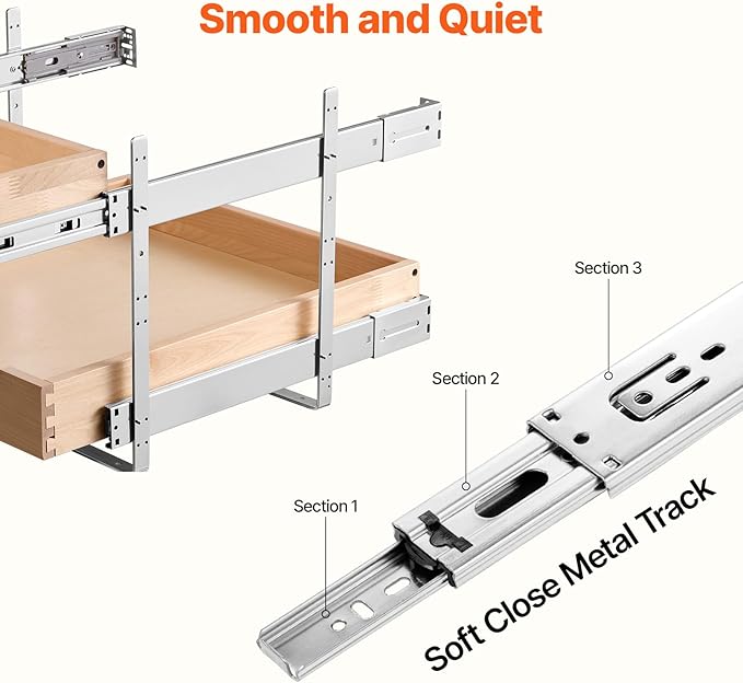 VEVOR 2 Tier Pull Out Cabinet Organizer, 20" W x 21" D Cabinet Drawer, Soft Close Slide out Shelf, Heavy-Duty Sliding Wood Drawer, Adjustable Base Cabinet Organization for Kitchen Pantry Bathroom