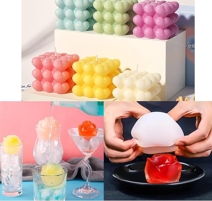 Silicone Candle Molds Big Set for Candle Making With Wicks, 6Pcs 3D Resin Mold for Wax Candle Soap DIY Scented Candle, White