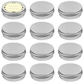 TUZAZO 12Pack 1/2 Oz Aluminum Tin Cans with Screw Lid and Labels, Refillable Travel Sized Cosmetic Containers Small Tins for Lip Balms, Salves, Lotion Bars, Candles