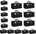 16 Pack-Extra Large Heavy Duty Moving Bags - Waterproof Storage Totes with Handles & Zippers, Foldable for College Dorm, Storage (Black)