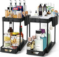 2-Pack Under Sink Organizer – 2-Tier Sliding Storage Rack for Bathroom & Kitchen, Pull-Out Under Cabinet Organizer for Bathroom Organizers and Storage (Black)