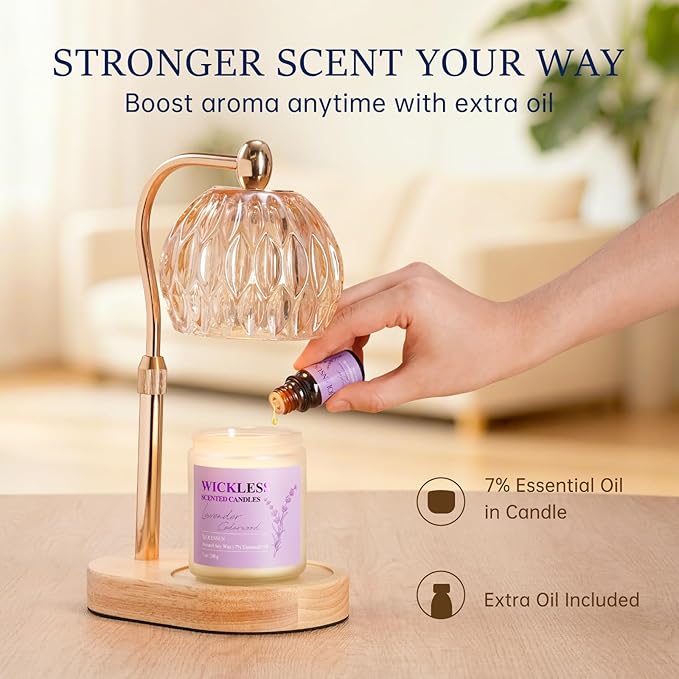 Lavender Cedarwood Wickless Candle for Candle Warmer Lamp with 10ml Essential Oil for Custom Aroma, Flameless Non-Toxic Soy Scented Candle for Home, Valentine Holiday or Birthday Gift for Women & Men