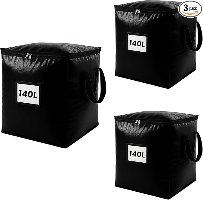 3 Pack 140L Storage Bags for Clothes, Moving Bags Heavy Duty Extra Large with Reinforced Handle, Storage Containers for Organizing Bedding, Blanket, Sheets, Pillows, Toys, Christmas Decorations