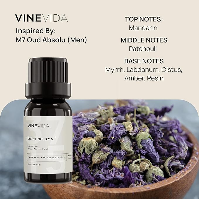 VINEVIDA [0.33 Oz] Inspired by: M7 Oud Absolu (Men); Fragrance Oil for Candle Making and Soap Making - Premium Candle Scents for Soy Candles