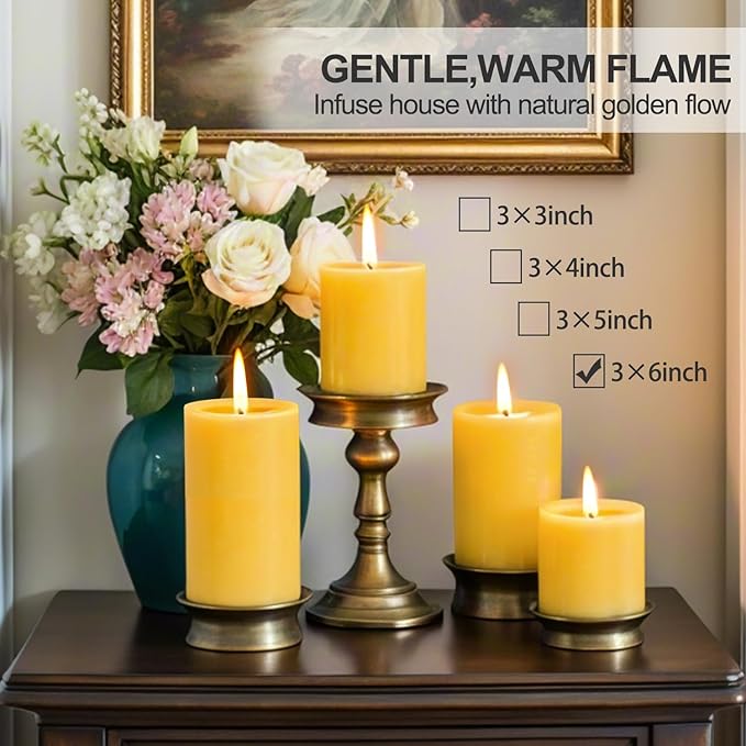 Beeswax Pillar Candles, 2 Pack Large 3"x6" Unscented Candles, Mothers Day Gifts, 240 Hours Long Burning Emergency Candle, Pure Bees Wax Candles for Home, Candle for Birthday Christmas