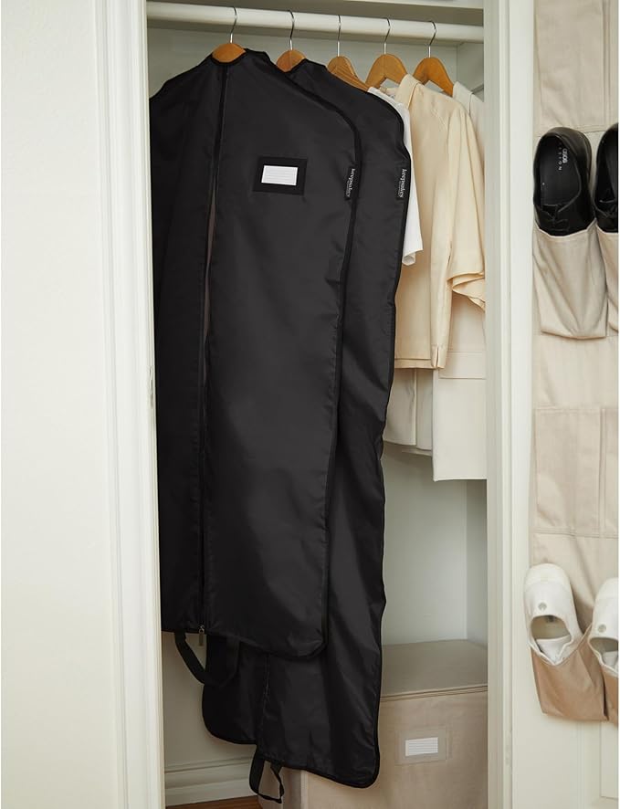 Covermates Keepsakes Garment Bag Set - Premium Polyester - Full Length Zipper - ID Window - Carrying Handles - Closet Storage, Black