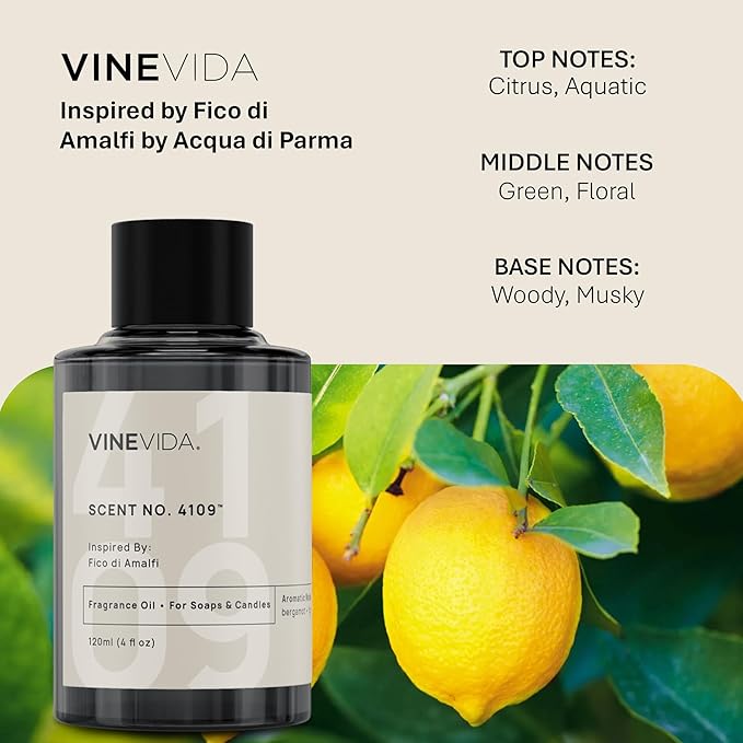 VINEVIDA [120mL] Fico di Amalfi Fragrance Oil for Candle Making - Natural Candle Oil Scents - Soap Making Essential Oil - Made in USA