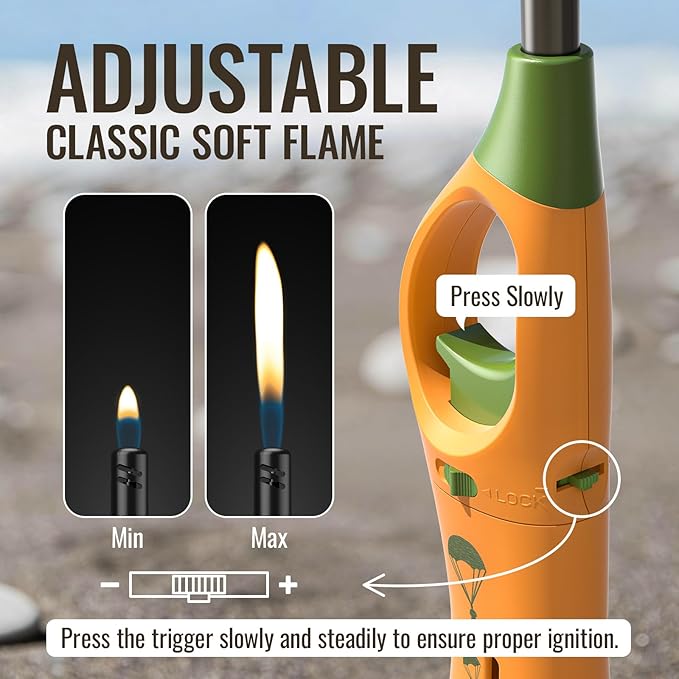 MK Lighter, 1 PC Lighters Long, 9-Inch Extra-Long & 360° Flexible Neck Multipurpose Long Lighter Refillable Adjustable Flame Lighters for Candle, BBQ, Grill, Fireplace, Stove (Random Color)
