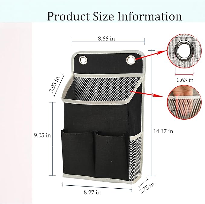 Hanging Basket for Organizing, Wall Organizer with Pockets and Over The Door Organizer，Can for Home, Closet, Office and Camper (Black 1)