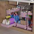 3 Pack Multi-Purpose Under Sink Organizers and Storage, 2026 L-Shaped Pull Out Cabinet Organizer for Bathroom & Kitchen, Under Cabinet Organizer with Hooks Hanging Cup (Pink, 12.85 inch)