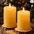 Beeswax Pillar Candles, 2 Pack Natural Pure Bees Wax Candles for Home, Mothers Day Gifts, 180 Hours Long Burning Emergency Candle, Large 3"x5" Unscented Candles for Wedding Christmas Valentines Day