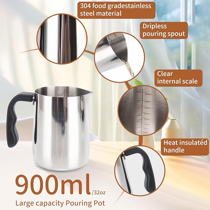 9TH SHOP Candle Making kit, Candle Making Kit for Adults, Candle Making Supplies Includes Electric Stove, Hot Plate, 900ml Pouring Pot, Stirring Spoon and Thermometer