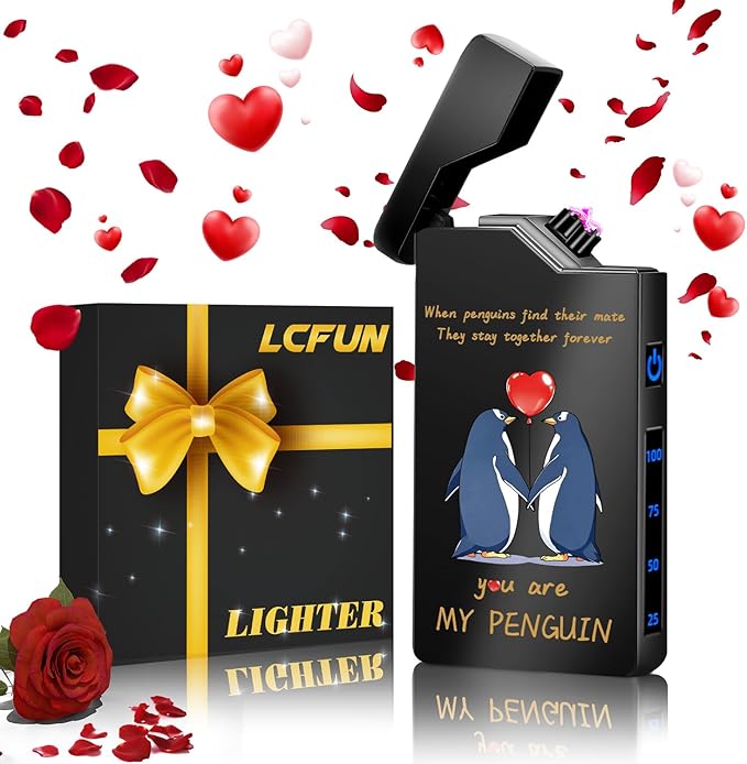 LcFun Electric Lighter USB Rechargeable, Valentines Day Gifts for Him Her, Romantic I Love You Gifts for Boyfriend Girlfriend Wife Husband Valentines Gifts for Men Women Couple