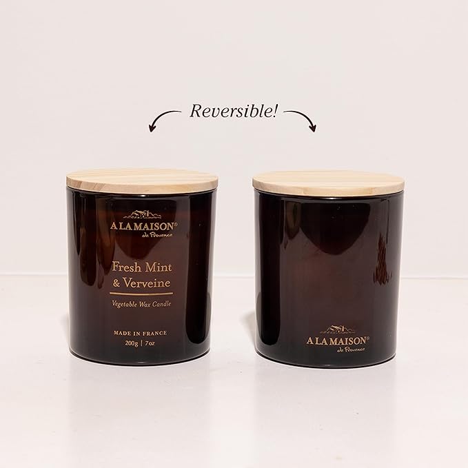 A LA MAISON Scented Candle – Jasmine & Santal – Natural Candle with Cotton Wick in Luxury Amber Glass – Clean Burn, Made in France, 7oz