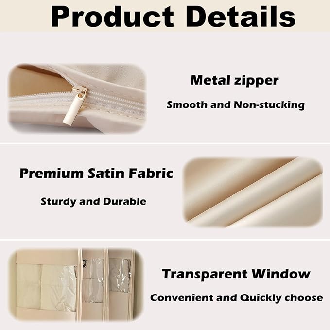 Space Saving Hanging Garment Bag with Self Compression Zipper, 2025 New Space Saver Clothes Storage Organizer, Dust Cover Clothes Bags for Down Coat Suit Dress or Jacket (Gray, L)
