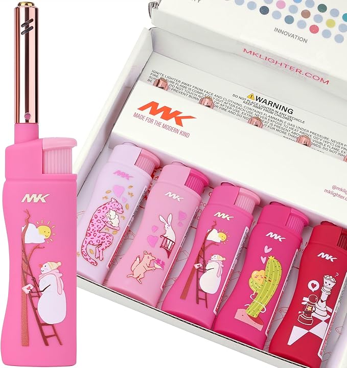 MK Lighter Collector’s Edition Refillable Candle – Multipurpose Jet Flame Butane with Long Wand for Indoor & Outdoor Use Gift Couples Friends Family (Polar love-5PC)