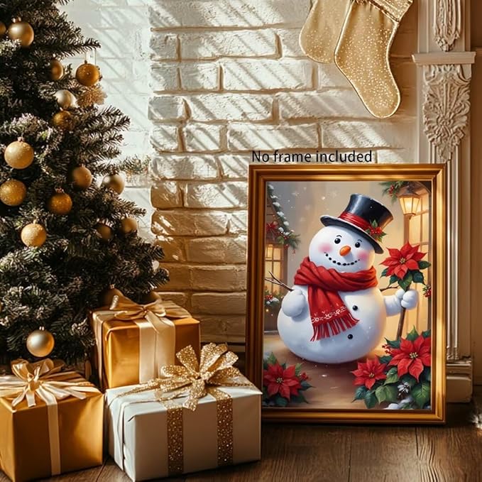 QZOTRXI 5D Snowman Diamond Art Painting Kits for Adults, Cute Christmas Snowman Round Full Drill Winter Diamond Art Crafts for Home Wall Decor Gift 12x16 Inch