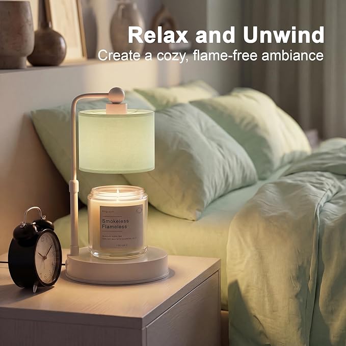 Candle Warmer Lamp with Timer, Dimmable Candle Wax Warmer, Height Adjustable Electric Candle Lamp Warmer with 2 Bulbs, Gifts Idea for Women Her, Mom, Vintage Home Decor for Bedroom-Mint Green