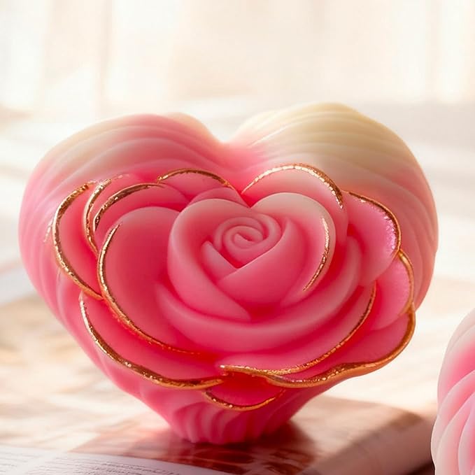Round Rose Flower Heart Cylinder Candle & Resin Mold - Resin Casting Silicone Molds for Home Decor & Candle Making Wave Spiral Mold