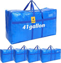 Windyun 4 Pack 41 Gallon Extra Large Moving Bags XXL Heavy Duty Storage Bag with Strong Zipper Handle Jumbo Big Tote Box Foldable for College Dorm Travel Clothes Duffle Blanket Pillow(Blue)