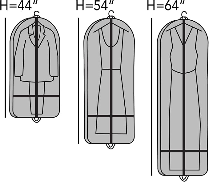 Covermates Keepsakes Garment Bag Set for Closet Storage and Travel – Breathable Suit and Dress Bags with ID Window and Carrying Handles – Heavy-Duty Hanging Wardrobe Protection Set, Grey