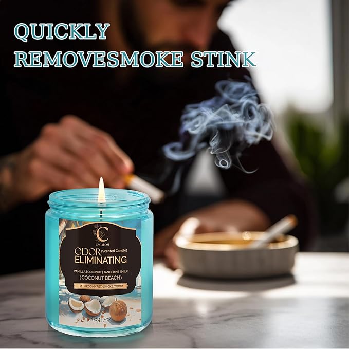Coconut Odor Eliminating Candles, Pet Scented Candles for Home, Single Wick Soy Candle Gifts for Women, Men, Ideal for Creating Relaxing Atmosphere, Over 50 Hours of Burn Time