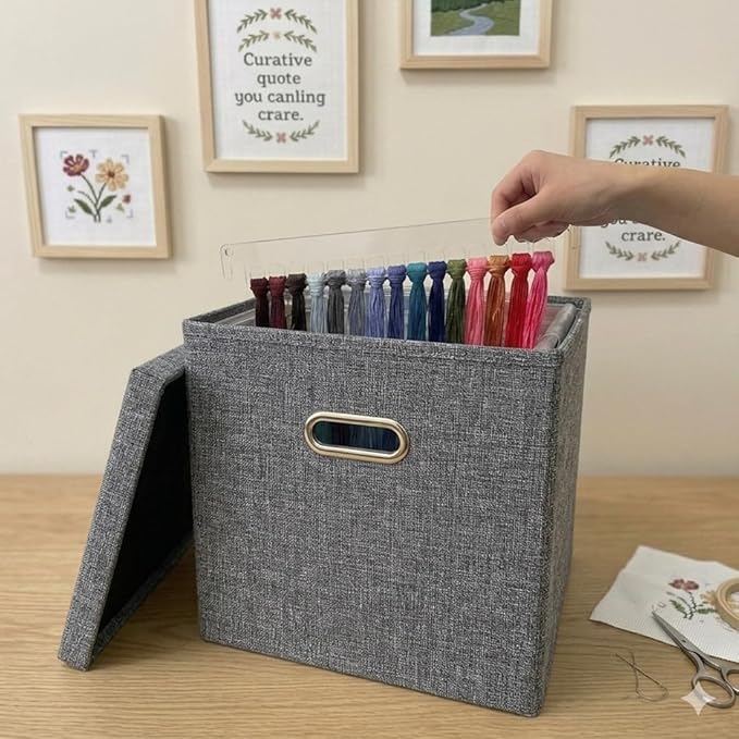 Hanging Embroidery Floss Organizer Box - 10 Acrylic Thread Storage Bars (150 Holes) | Ideal for Keeping Embroidery Thread Neat and Making It Easily Accessible for All Embroidery Enthusiasts.