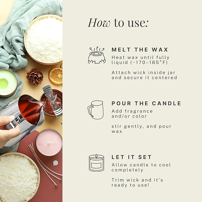 Hearth & Harbor Organic Soy Candle Wax for Candle Making, 45 lbs Natural Candles Making Supplies, Beeswax-Free, Paraffin-Free, Pure Soy Wax Flakes Perfect for Candles, Tealights and Melts