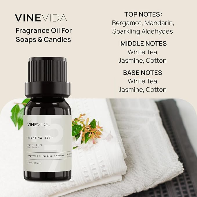 VINEVIDA [10 ml] Fluffy Towels; Fragrance Oil for Candle Making and Soap Making - Premium Candle Scents for Soy Candles