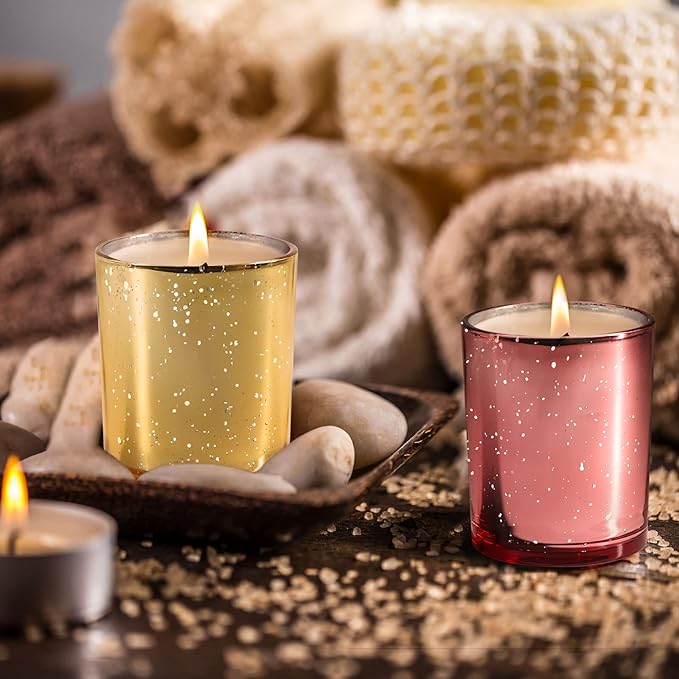 SHOWIN Thick Candle Jars for Making Candles 16 Pcs, 7 OZ Empty Jars with Wood Lids for Candle Making, Sample Container, Rose Pink