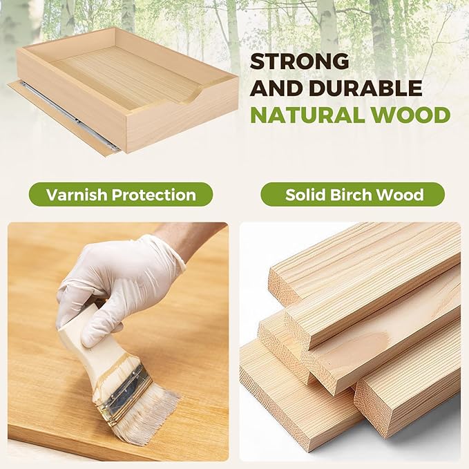 Pull Out Drawers for Cabinet Wood 24" W x 23" D x 4.5" H Slide Out Organizer and Storage Kitchen Cabinet Drawers Slide Out Shelves Pull Out Shelves in Kitchen Pantry Bathroom with Soft Close