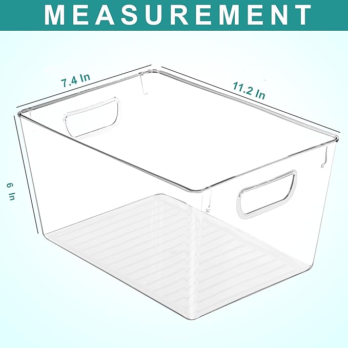 Utopia Kitchen Clear Organizer or Storage Bins - 6 Pack Pantry Organizers and Storage Bins - Large Durable Storage Containers With Handles for Organizing Fridge, Kitchen Organization
