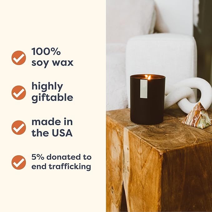 Calyan Wax Co. Cedar & Tobacco Scented Candle - 75 Hour Burn - Luxury Non Toxic Soy Wax Candles - Long Lasting Black Tumbler Jar Candle for Home - 10.2oz