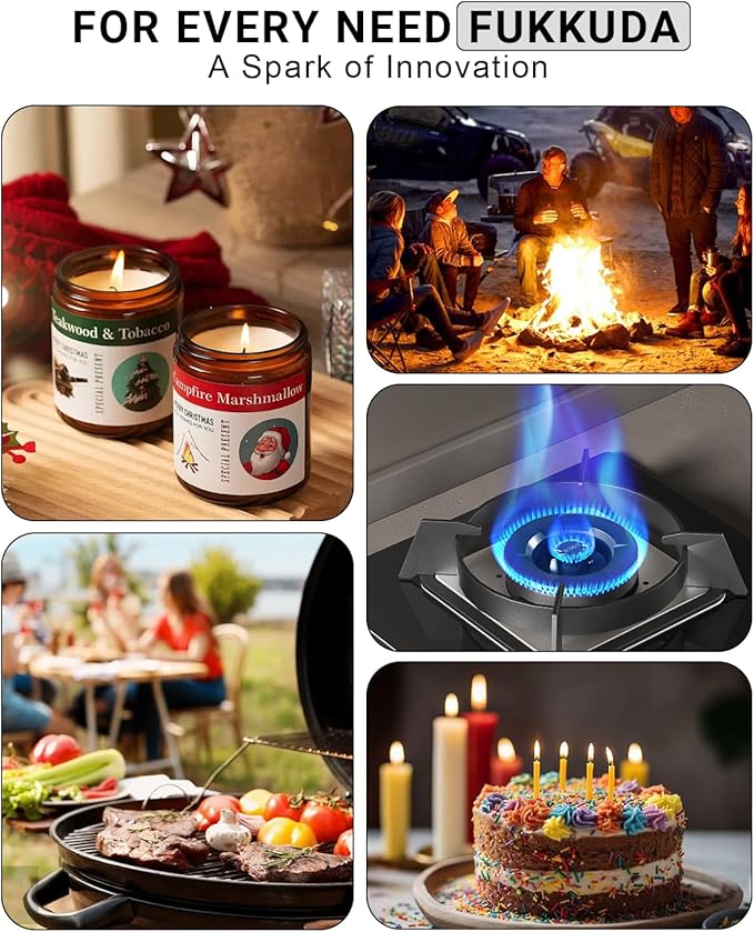 FUKKUDA Electric Candle Lighter with Safety Switch - USB Rechargeable Windproof & Flameless Plasma Arc Lighter for Easter Basket Stuffers (Rose Gold)