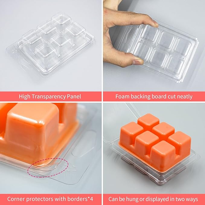 Thickened Wax Melt Molds Containers Clamshells Packaging for Wax Melts,Wax Tart Packaging for Enterprises or Households,Wax Seal Mold,Scentsy Wax Melts,Soy Wax,Wax Melt Warmer (60pcs)