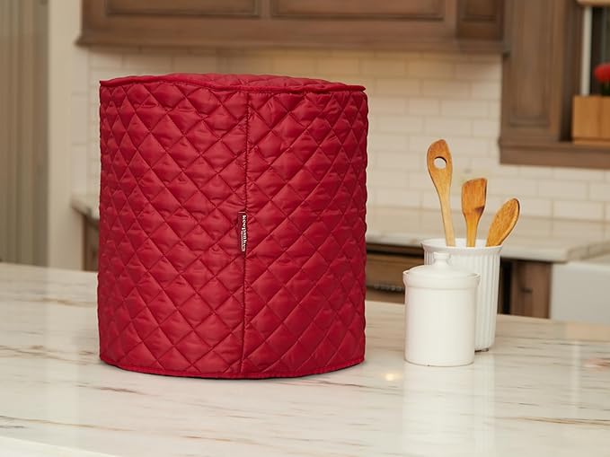 Covermates Keepsakes Coffee Maker Cover – Quilted Appliance Protector for Espresso Makers – Dust & Stain Resistant, Washable Slip‑On Design for Countertop Storage, Red