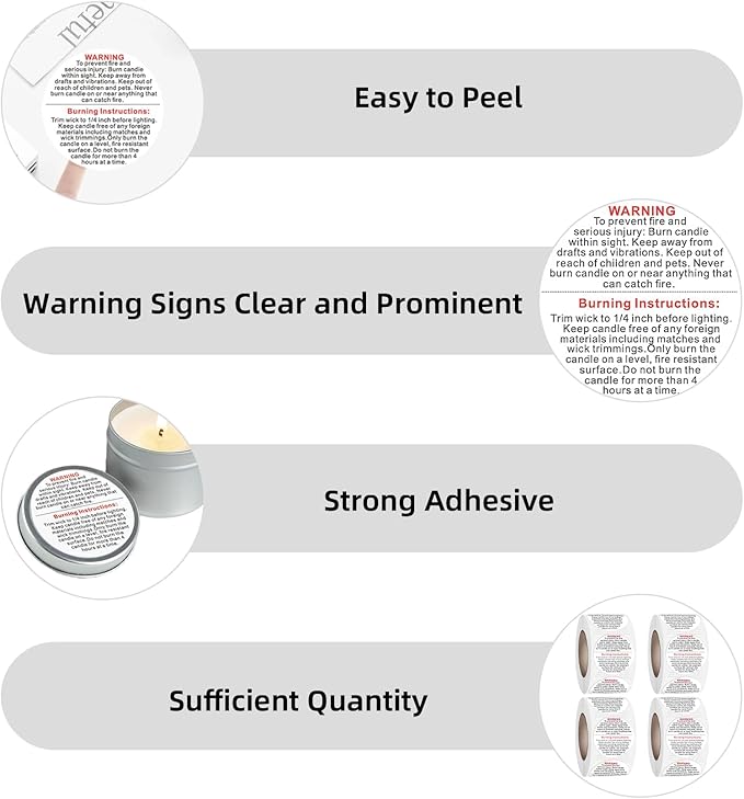 Candle Warning Labels: 2000PCS Candle Wick Stickers 1 Inch Small Candles Jars Safety Stickers Warning Labels for Candles Making Supplies