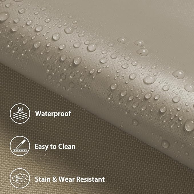 Waterproof Marine Canvas Fabric by The Yard 58" W 600D PVC Backing Water-Resistant Polyester Fabric Upholstery Material for Outdoor Indoor Marine Awning Tent Boat Furniture Cover DIY, 15 Yards Khaki