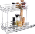 OCG Slide Out Cabinet Organizer for Narrow Cabinet (7" W X 17" D), 2 Tier Pull Out Shelves Slim Sliding Cabinet Organizer and Storage, Chrome