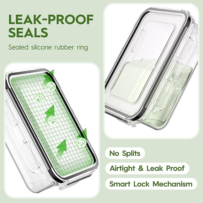 44-Piece Food Storage Containers with Lids(22 Containers & 22 Lids), Plastic Food Containers for Pantry & Kitchen Storage and Organization, BPA-Free, Leak Proof, Reusable with Labels & Pen