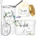 Sieral 3 Pcs Christian Easter Gift Set for Women 20oz Tumbler, Prayer Candle & Bible Verse Makeup Bag, Inspirational Religious Church Faith Birthday Gift for Mothers Day Mom(Be Still and Know)