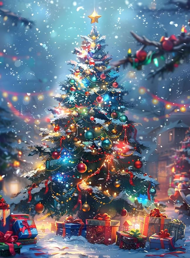 QZOTRXI Christmas Diamond Painting Kits for Adults,5D Christmas Tree Oil Painting Diamond Art Kits for Beginners,DIY Full Drill Round Diamond Gem Art Kits for Home Wall Decor 10x12 Inch