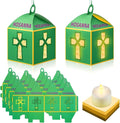 Simgoing 12 Sets Palm Sunday Crafts with LED Candles Easter Religious Palm Leaf Cross Tissue Paper Lanterns Craft Kits Sunday School Religious Holy Week Hanging for Easter Party Activities