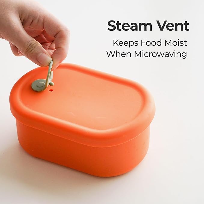 Premium Korean-Made Silicone Airtight Food Container with Steam Vent – BPA Free, Leakproof, Microwave & Freezer Safe Meal Prep. & Leftovers Storage (4p Multi-Color Set, 12 floz (350ml))
