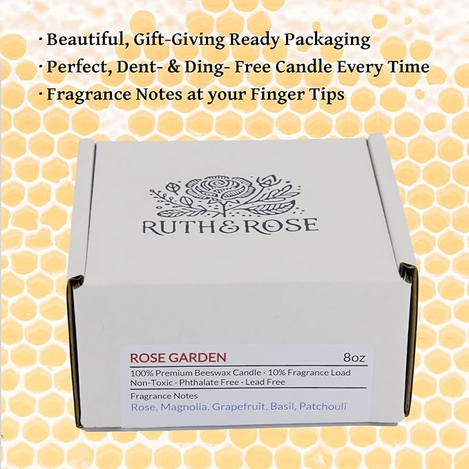 RUTH & ROSE | Maison Fig | 100% Beeswax Scented Candles for Home, 8oz, +65 Hours Burn Time, Aromatherapy Non Toxic Candles, Gift for Women & Men, Perfect for Travel or Gifting