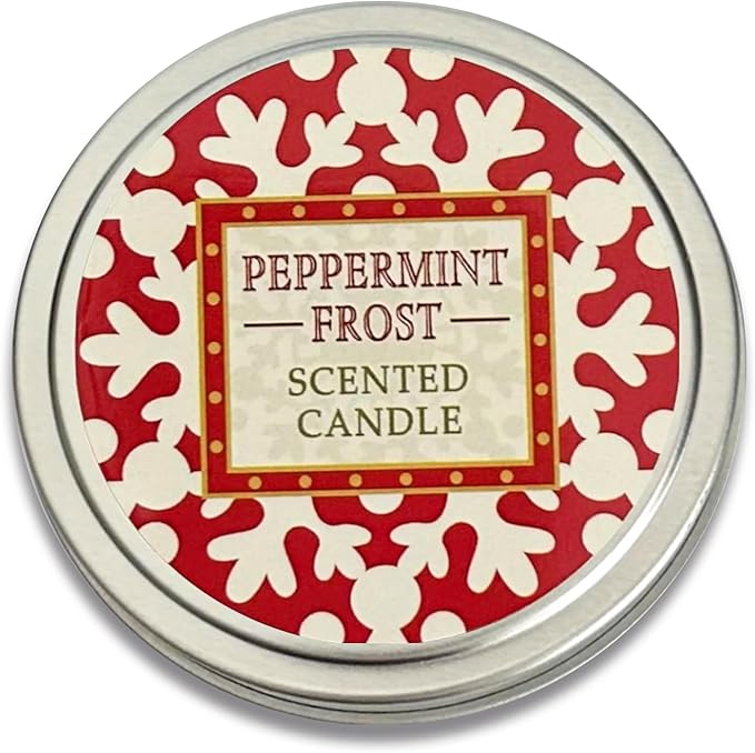 Greenwich Bay Hand-Poured Scented Candle in Decorative Tin – 4 oz/114 g Travel Candle with Lead-Free Wick, Vegetable Wax, Long-Burning Aromatherapy Gift, Single Wick – Made in USA (Peppermint Frost)